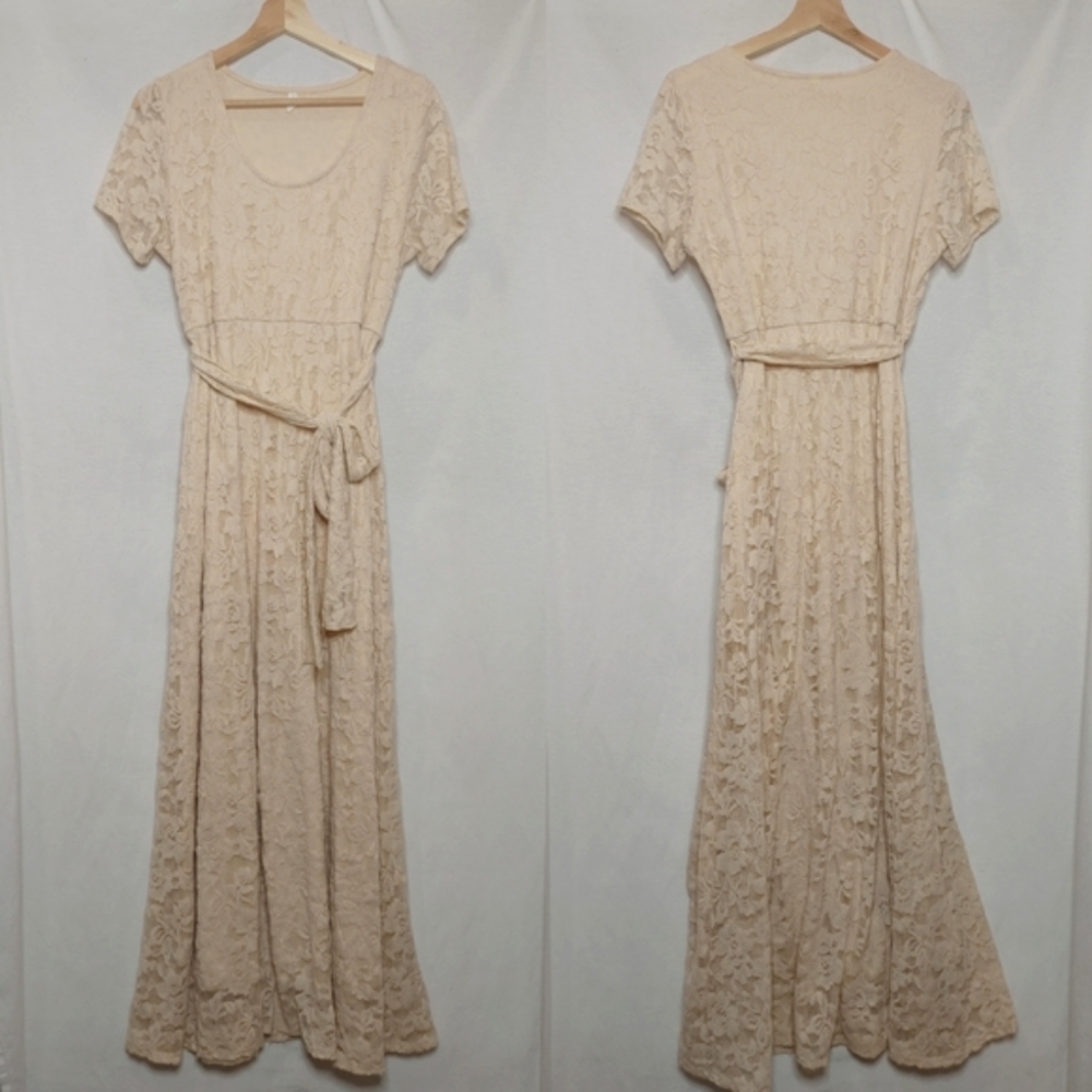 Pinkblush Cream Lace Maxi Dress